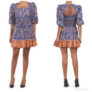 NWT House of Harlow 1960 Floral Blue Open Back Mini Dress Size Medium